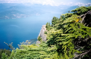 Looking down at Howe Sound, near St Marks Summit, Howe Sound Crest Trail 2003-08.